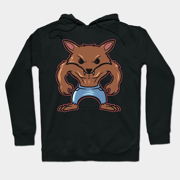 Cute Kawaii Werewolf On Halloween Hoodie by SinBle